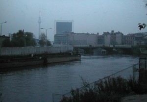 River Spree is passing Zone Border between East (to the left) and West (to the right) Berlin . October 20 1981.